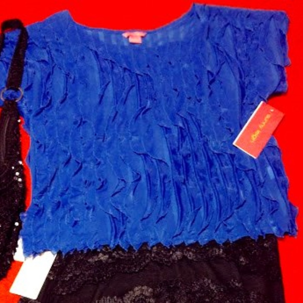 Sunny Leigh Blue Purple Blouse Top Medium NWT